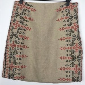Ann Taylor Loft Khaki Embroidered Skirt Size 6
